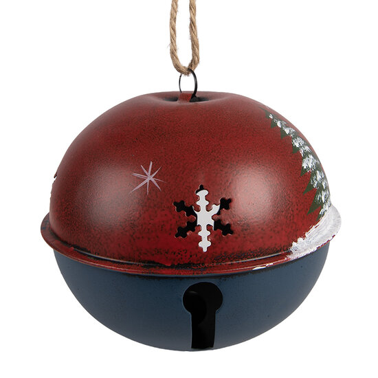 Clayre &amp; Eef   | Ouderwetse Deurbel Gietijzer Bel Rood Blauw &oslash; 18x20 cm | 6Y6042