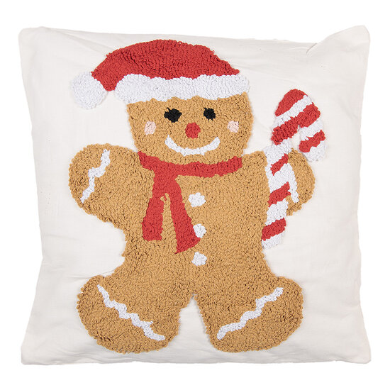 Clayre &amp; Eef   | Kussen gevuld Wit Bruin 45x45x4 cm | KG023.140