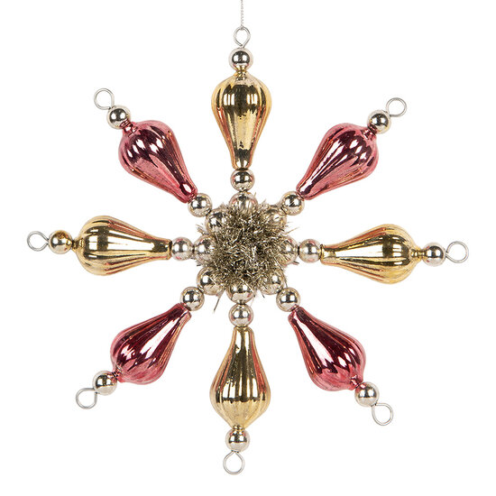 Clayre &amp; Eef   | Kersthanger Roze Goudkleurig 16x3x16 cm | 66533