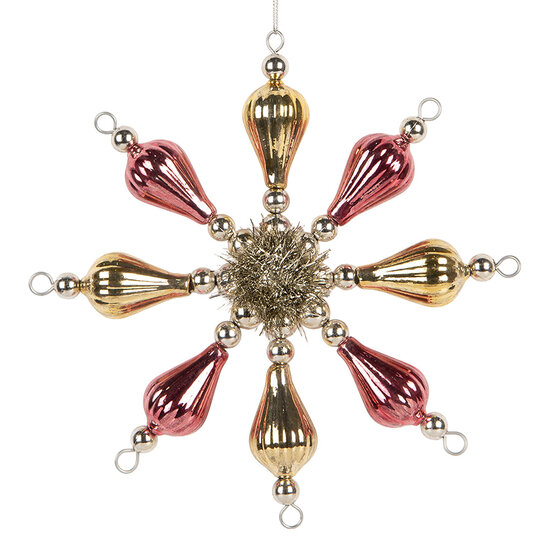 Clayre &amp; Eef   | Kersthanger Roze Goudkleurig 16x3x16 cm | 66533