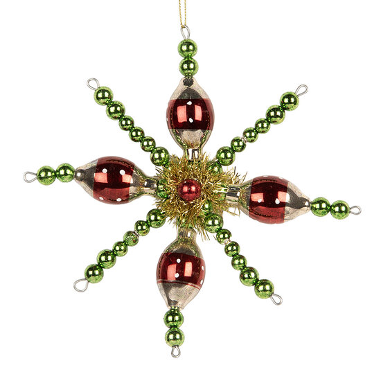 Clayre &amp; Eef   | Kersthanger Groen Rood 16x3x16 cm | 66537