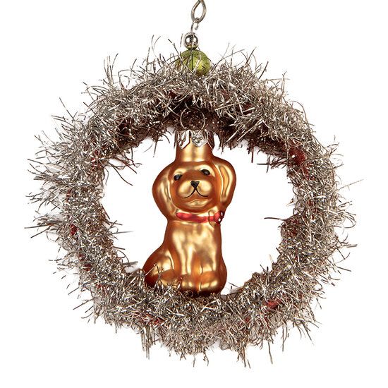 Clayre &amp; Eef   | Kersthanger Zilverkleurig Rood 8x4x9 cm | 66538