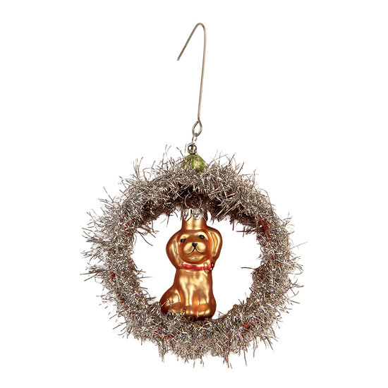 Clayre &amp; Eef   | Kersthanger Zilverkleurig Rood 8x4x9 cm | 66538