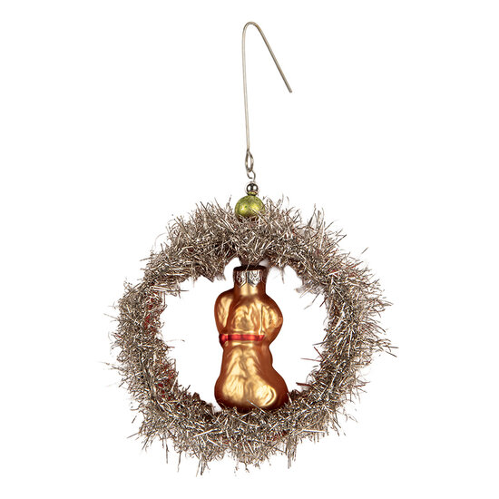 Clayre &amp; Eef   | Kersthanger Zilverkleurig Rood 8x4x9 cm | 66538