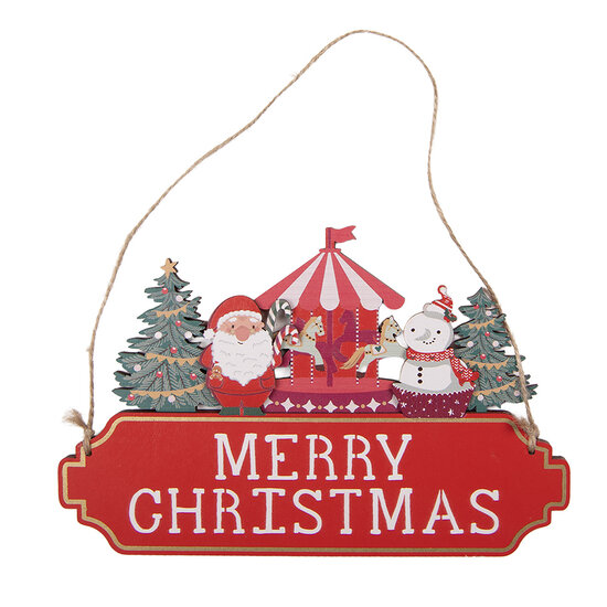 Clayre &amp; Eef   | Decoratie hanger Kerst Rood Groen 21x1x14 cm | 66577