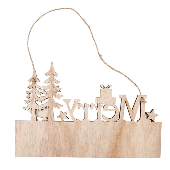 Clayre &amp; Eef   | Decoratie hanger Kerst Beige Rood 22x1x14 cm | 66578