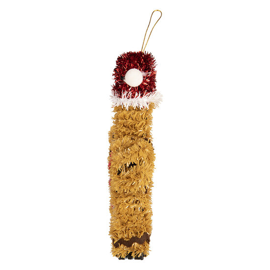 Clayre &amp; Eef   | Decoratie Hanger Peperkoekpop Bruin Rood 12x3x16 cm | 66600