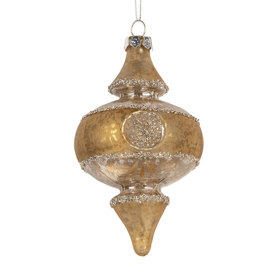 Clayre &amp; Eef   | Kerstbal Goudkleurig Zilverkleurig &oslash; 7x13 cm | 6GL5403