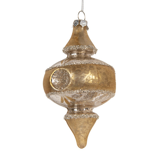 Clayre &amp; Eef   | Kerstbal Goudkleurig Zilverkleurig &oslash; 7x13 cm | 6GL5403