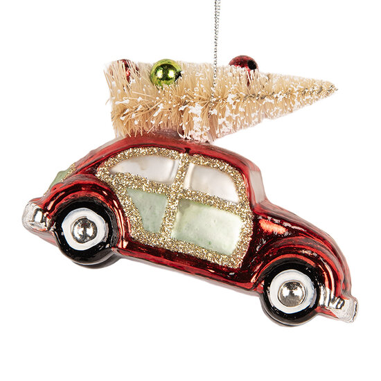 Clayre &amp; Eef   | Kersthanger Rood Goudkleurig 8x4x6 cm | 6GL5419