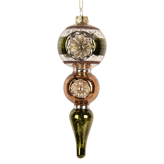 Clayre &amp; Eef   | Kerstbal Groen Bruin &oslash; 6x17 cm | 6GL5420