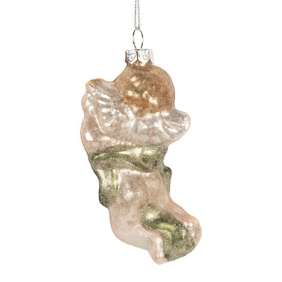 Clayre &amp; Eef   | Kersthanger Zilverkleurig Groen 5x3x10 cm | 6GL5421