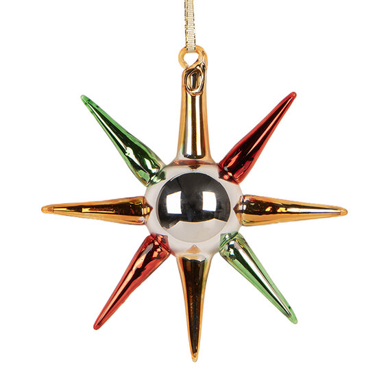 Clayre &amp; Eef   | Kersthanger Goudkleurig Rood 11x3x11 cm | 6GL5428