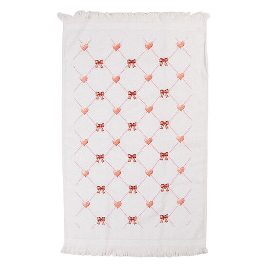 Clayre &amp; Eef   | Gastendoekje Wit Oranje 40x66 cm | CT037