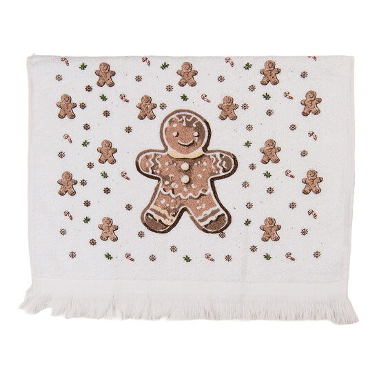 Clayre &amp; Eef   | Gastendoekje Wit Bruin 40x66 cm | CTCGM