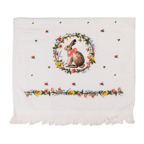 Clayre &amp; Eef   | Gastendoekje Wit Bruin 40x66 cm | CTEWC