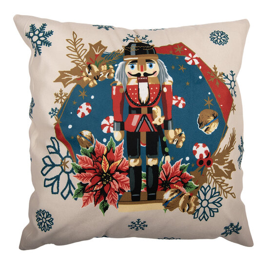 Clayre &amp; Eef   | Kussenhoes Beige Blauw 45x45 cm | KT021.458