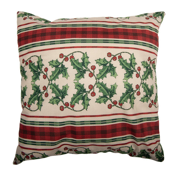 Clayre &amp; Eef   | Kussenhoes Beige Groen 45x45 cm | KT021.461