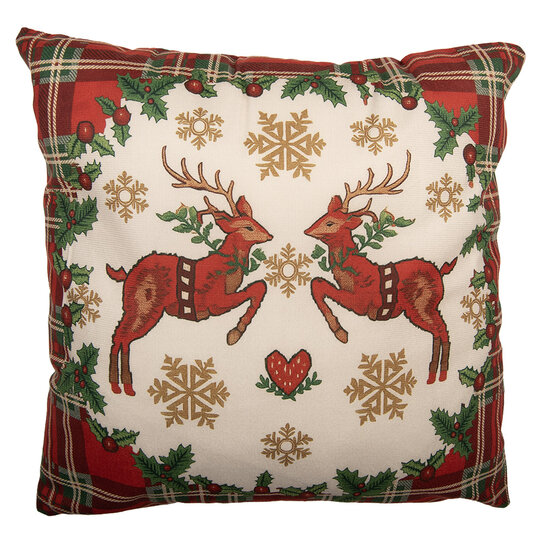 Clayre &amp; Eef   | Kussenhoes Beige Rood 45x45 cm | KT021.465