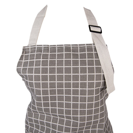 Clayre &amp; Eef   | Keukenschort Grijs Wit 69x68 cm | KT041.052