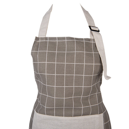 Clayre &amp; Eef   | Keukenschort Grijs Beige 69x68 cm | KT041.055