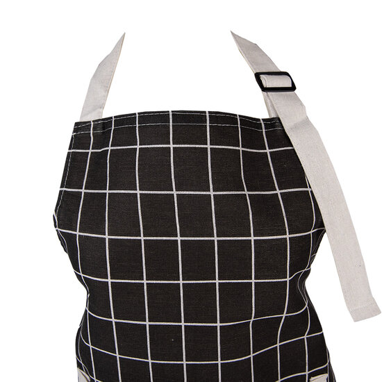 Clayre &amp; Eef   | Keukenschort Zwart Beige 69x68 cm | KT041.057