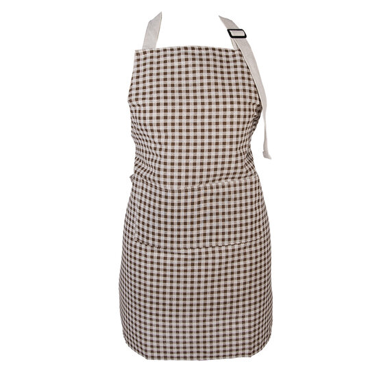 Clayre &amp; Eef   | Keukenschort Bruin Wit 69x68 cm | KT041.067