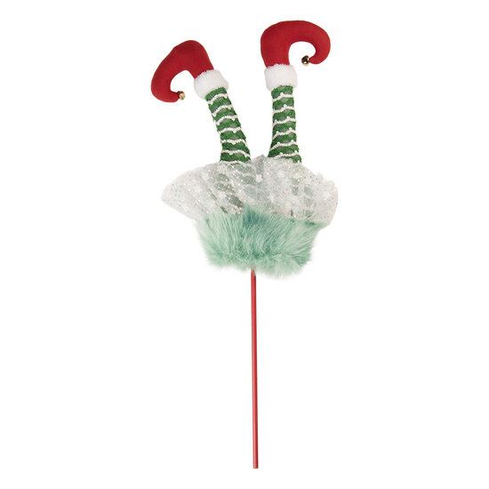 Clayre &amp; Eef   | Decoratie Kerst Elfenbenen Groen Rood 22x10x75 cm | 50907