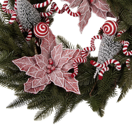 Clayre &amp; Eef   | Kerstdecoratie Krans Groen Rood &oslash; 60x20 cm | 50915