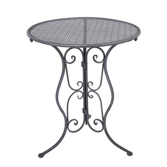 Clayre &amp; Eef   | Bistroset Bistrotafel Bistrostoel 3-delig Grijs &oslash; 60x71 / 50x40x93 cm (2) | 5Y1429