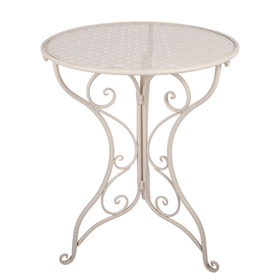 Clayre &amp; Eef   | Bistroset Bistrotafel Bistrostoel 3-delig Wit &oslash; 60x74 / 50x40x92 cm (2) | 5Y1430