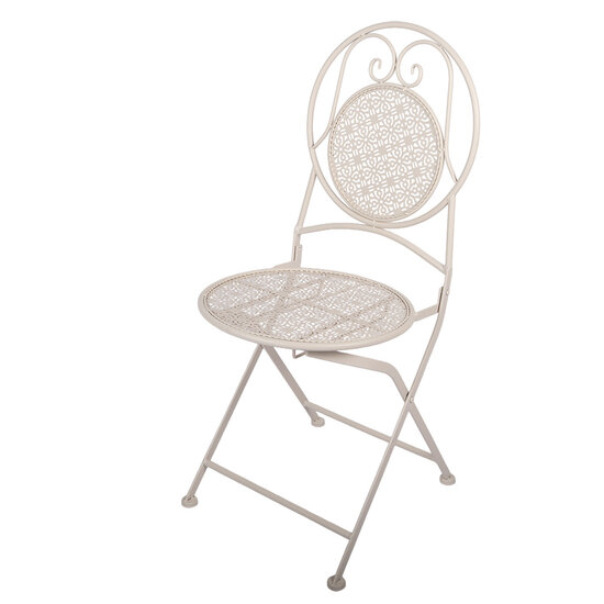 Clayre &amp; Eef   | Bistroset Bistrotafel Bistrostoel 3-delig Wit &oslash; 60x74 / 50x40x92 cm (2) | 5Y1430