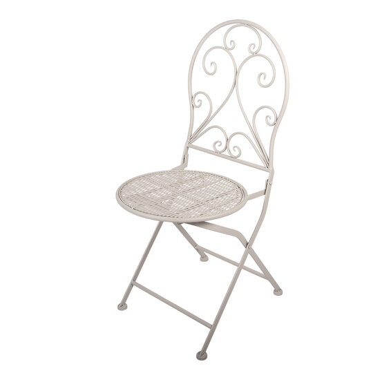 Clayre &amp; Eef   | Bistroset Bistrotafel Bistrostoel 3-delig Wit &oslash; 60x70 / 39x39x94 cm (2) | 5Y1431