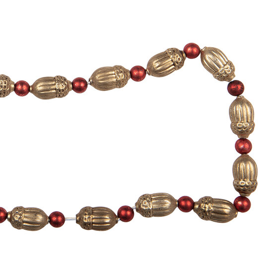 Clayre &amp; Eef   | Decoratie slinger kerst Goudkleurig Rood &oslash; 2x180 cm | 66542