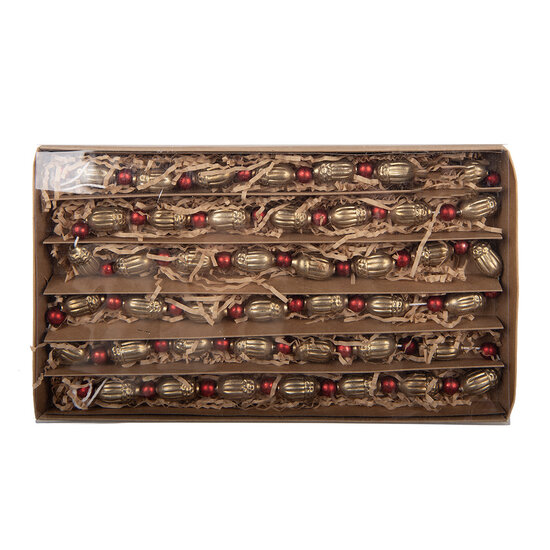 Clayre &amp; Eef   | Decoratie slinger kerst Goudkleurig Rood &oslash; 2x180 cm | 66542