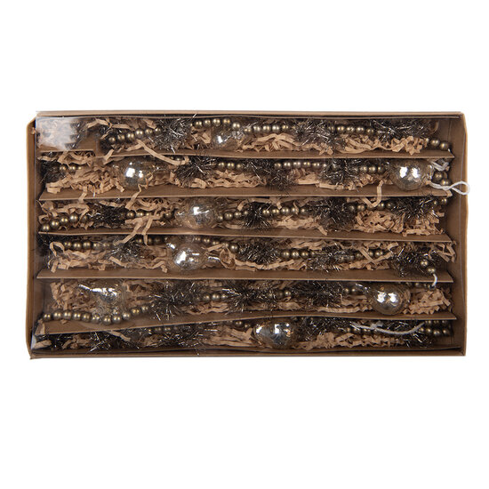 Clayre &amp; Eef   | Decoratie slinger kerst Zilverkleurig Goudkleurig &oslash; 2x180 cm | 66548