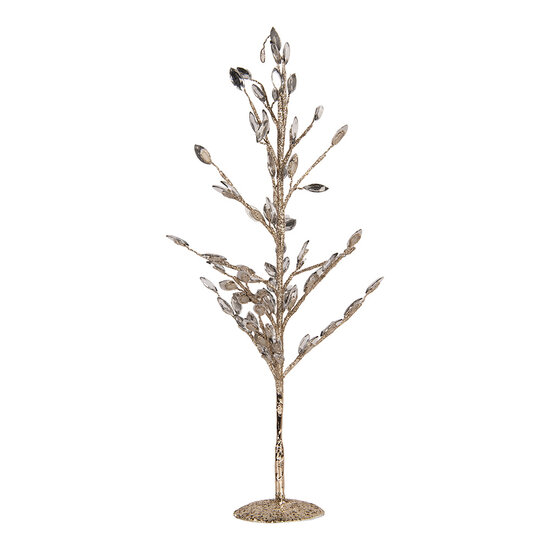 Clayre &amp; Eef   | Decoratie Boompje Zilverkleurig Wit 9x9x50 cm | 66635