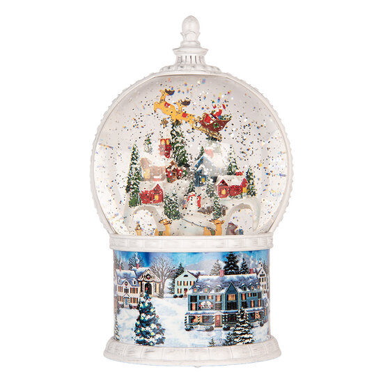 Clayre &amp; Eef   | Sneeuwbol met LED Wit Blauw &oslash; 16x26 cm / 3xAA | 6PR6155