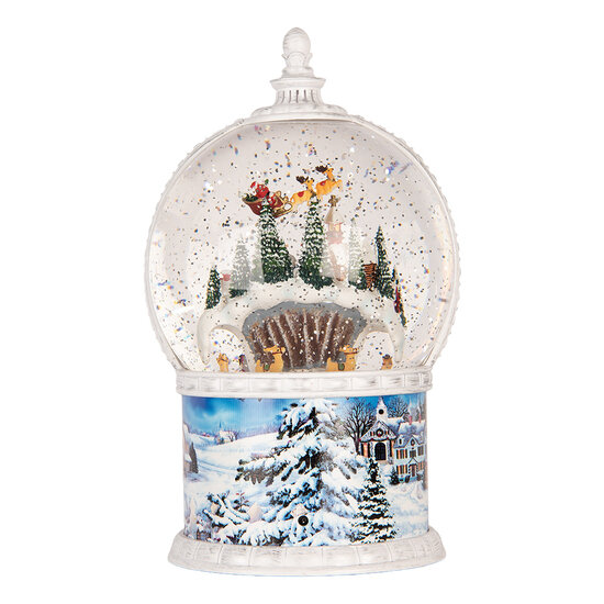 Clayre &amp; Eef   | Sneeuwbol met LED Wit Blauw &oslash; 16x26 cm / 3xAA | 6PR6155