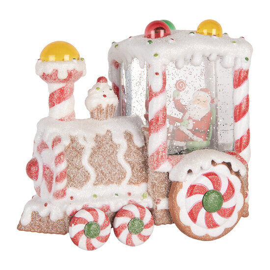 Clayre &amp; Eef   | Muziekdoos Trein met LED Wit Bruin 19x12x18 cm / 3xAA | 6PR6160