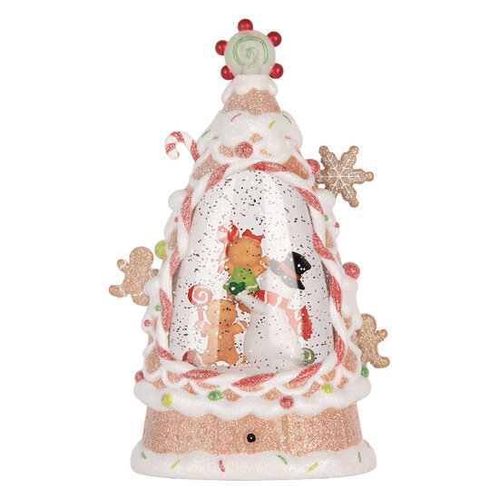 Clayre &amp; Eef   | Muziekdoos Taart met LED Wit Rood 14x8x24 cm / 3xAAA | 6PR6162