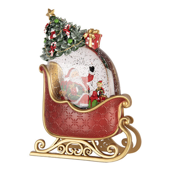 Clayre &amp; Eef   | Sneeuwbol met LED Rood Goudkleurig 17x9x25 cm / 3xAA | 6PR6167