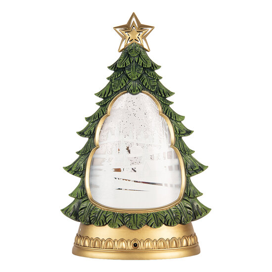 Clayre &amp; Eef   | Sneeuwbol met LED Groen Goudkleurig 20x10x31 cm / 3xAA | 6PR6169