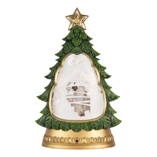 Clayre &amp; Eef   | Sneeuwbol met LED Groen Goudkleurig 20x10x31 cm / 3xAA | 6PR6170