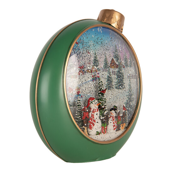 Clayre &amp; Eef   | Sneeuwbol met LED Groen Goudkleurig 21x9x21 cm / 3xAA | 6PR6174