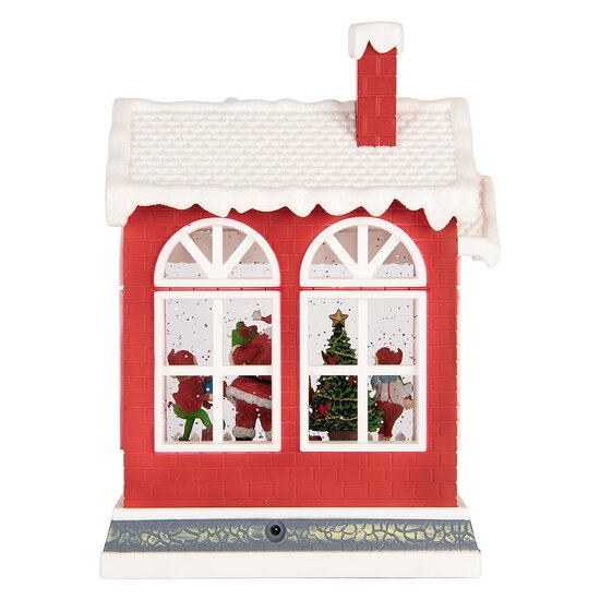Clayre &amp; Eef   | Muziekdoos Huis met LED Rood Wit 18x9x26 cm / 3xAA | 6PR6175