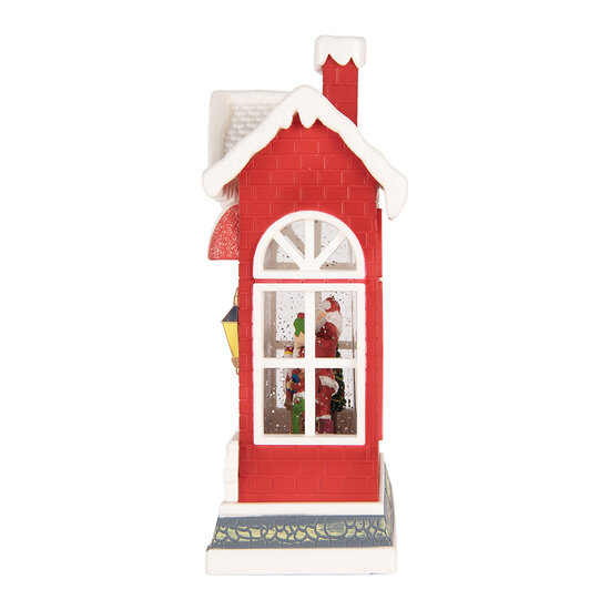 Clayre &amp; Eef   | Muziekdoos Huis met LED Rood Wit 18x9x26 cm / 3xAA | 6PR6175