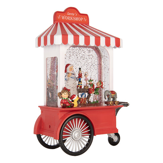 Clayre &amp; Eef   | Muziekdoos IJskar met LED Rood Wit 17x10x27 cm / 3xAA | 6PR6178