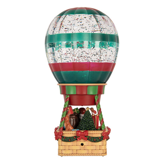 Clayre &amp; Eef   | Muziekdoos Luchtballon met LED Bruin Groen 13x13x25 cm / 3xAAA | 6PR6181