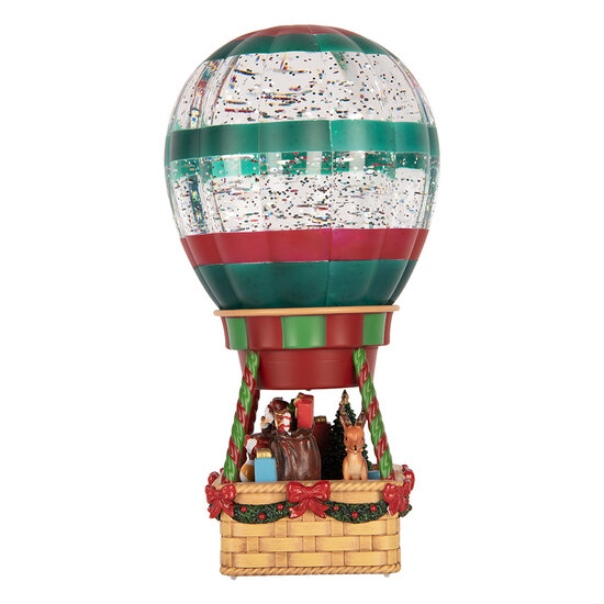 Clayre &amp; Eef   | Muziekdoos Luchtballon met LED Bruin Groen 13x13x25 cm / 3xAAA | 6PR6181